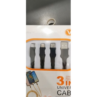 3合1 充電線 /Micro Type-C Lightning 3in1 充電線 黑色