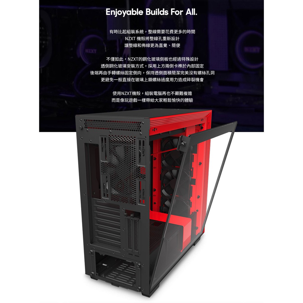 Nzxt 美商恩傑水冷電競電腦h710i 黑紅ca H710i Br 蝦皮購物