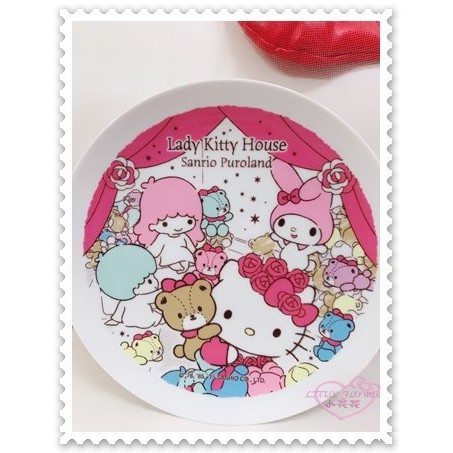 ♥小花花日本精品♥ Hello Kitty 三麗鷗樂園限定 盤子 陶瓷盤 水果盤 滿版圖案 11146209