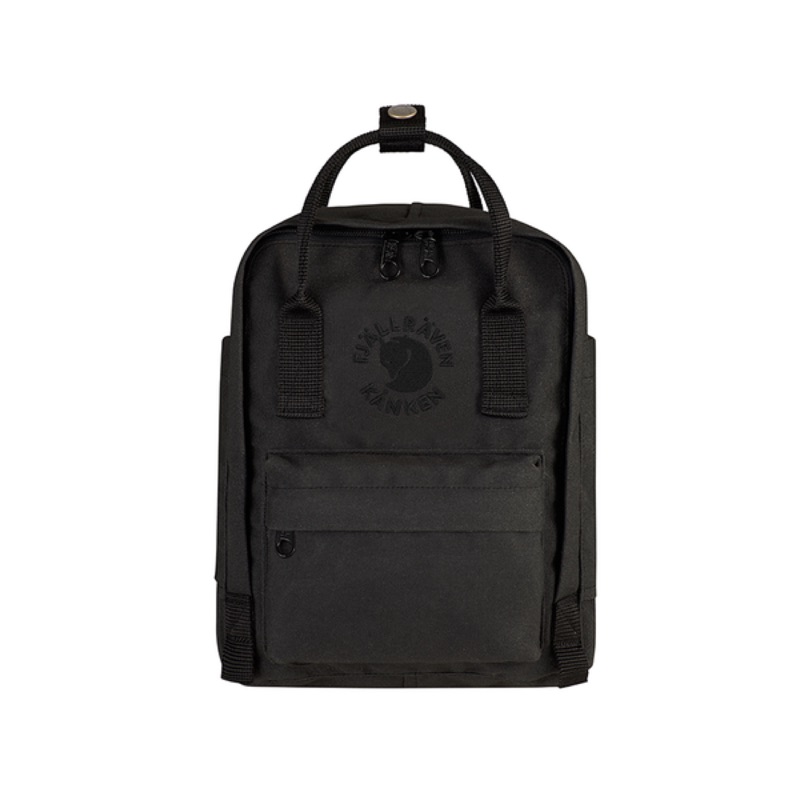 正品 瑞典小狐狸 北極狐 Fjallraven re.Kanken mini Classic 刺繡款全黑 後背包 雙肩包