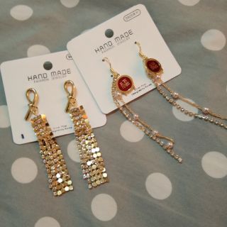 AC105 啞金耳環 現貨【Ruby's Earring】 福氣耳環 長耳環 垂吊耳環 氣質耳環 手做耳環