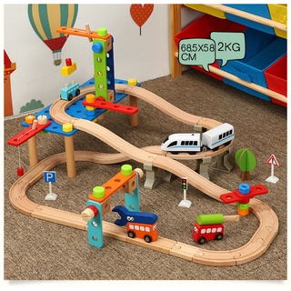 [[台灣現貨]]螺絲螺母 木製電動火車軌道組 全木製玩具 木製火車軌道組 兒童玩具 玩具火車