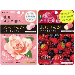 +爆買日本+ 日本原裝 KRACIE 綜合莓果味/草莓味/玫瑰軟糖 32g 薔薇花香 清新口氣 香氛糖 玫瑰吐息糖