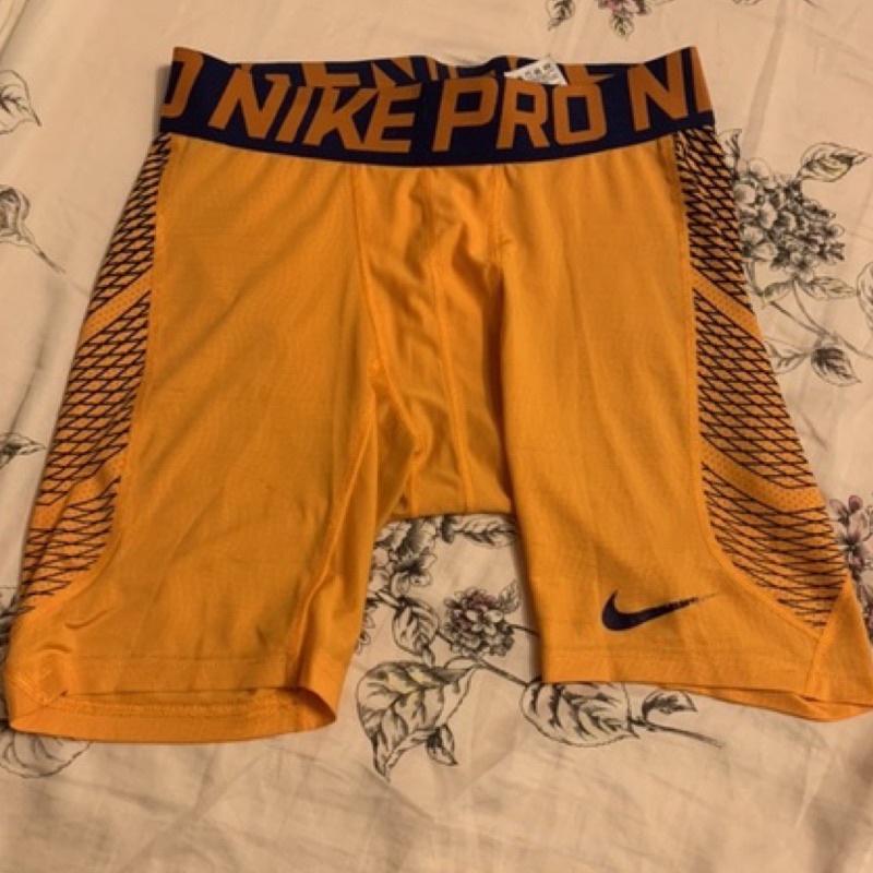 Nike 束褲 短束褲 黃色 特別色