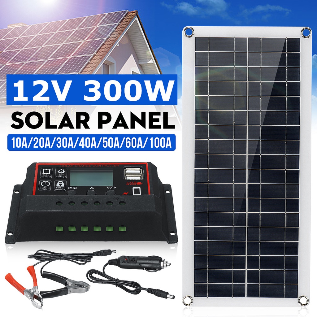 太陽能電池板套件 USB 充電太陽能電池板控制器便攜式防水太陽能電池適用於手機 RV 車載 MP3 PAD 12V 30