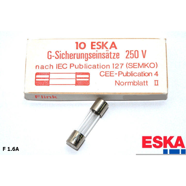 1個 - 德國 ESKA  F 1.6A 250V (F-快熔)  5x20mm FOR AUDIO 保險絲