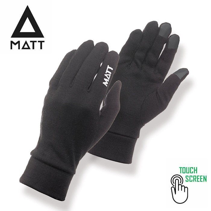 MATT|西班牙|美麗諾羊毛保暖彈性觸控手套/保暖手套/內層手套/羊毛手套 3065 黑