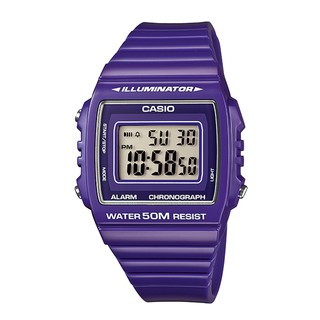 【KAPZZ】CASIO 50M防水多功能電子錶 紫 W-215H-6A