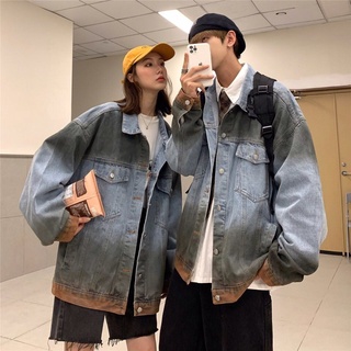 【COUPLE】💕牛仔外套💕法式春秋季復古漸變小眾設計感冬休閒夾克情侶裝牛仔男女