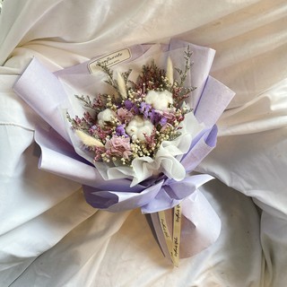 小清新畢業花束乾燥花花束禮物不凋花棉花花束文青花束乾燥花擺設小花束小學畢業花束紫色花束 蝦皮購物
