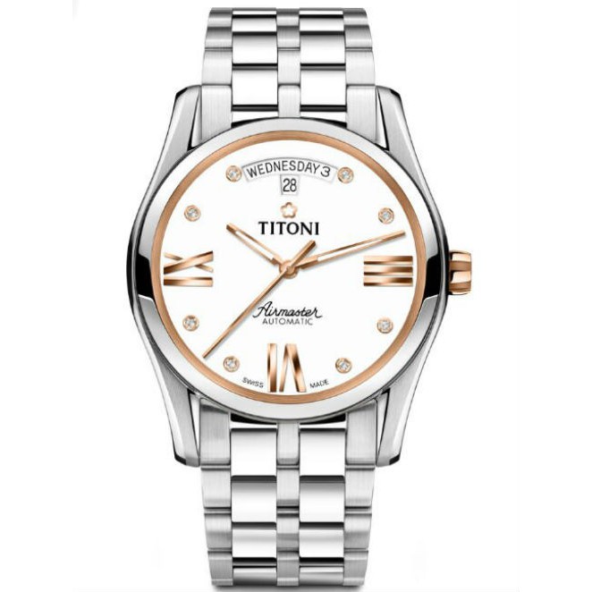 TITONI 瑞士梅花錶 93808SRG-616 空中霸王系列 AIRMASTER 機械腕錶/白面 39mm