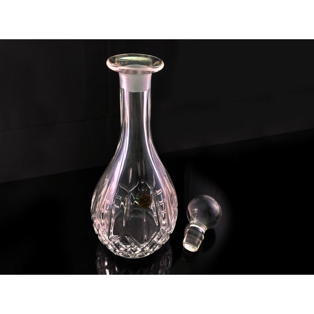 【SHARK商店】義大利RCR OPERA圓形絕版水晶玻璃雕花酒瓶