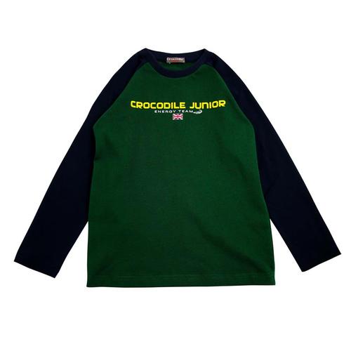 Crocodile Junior『小鱷魚童裝』 U62411 撞色LOGO印圖T恤 Ggo(G購)