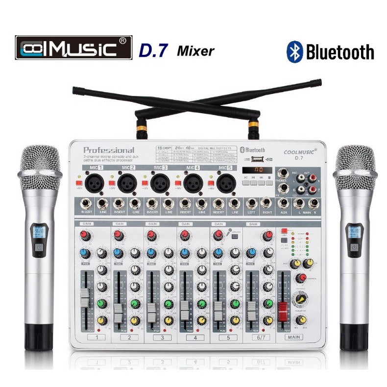 【小木馬樂器】 Coolmusic D7 7軌數位效果混音器 內附二支無線麥克風 MIXER