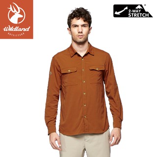【Wildland 荒野 男 彈性抗UV長袖襯衫《紅棕》】0A81208/薄長袖/防曬夾克/薄外套/悠遊山水