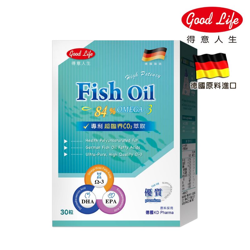 免運費,多件最低價370【得意人生】超高單位 德國魚油  30粒 高濃度魚油 84% 膠囊