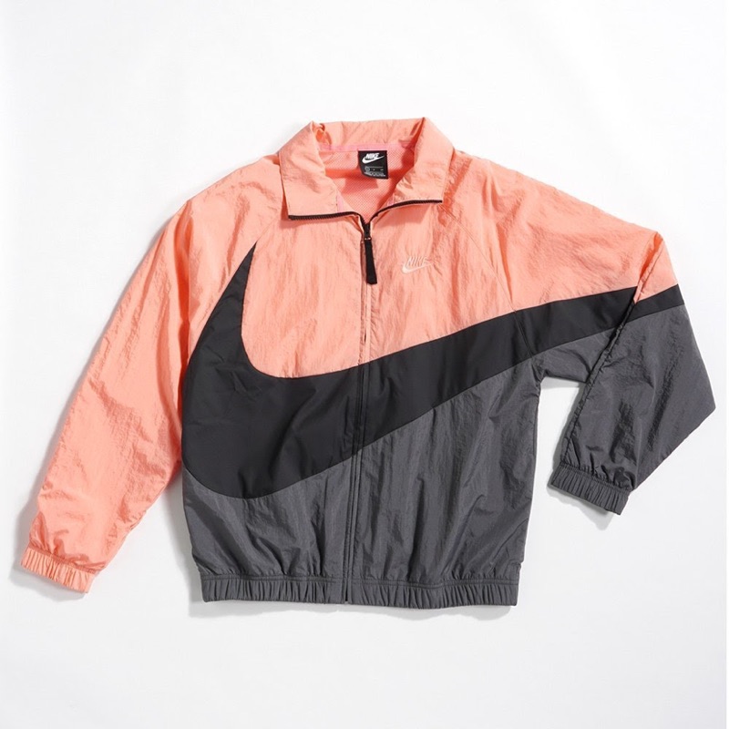 NIKE BIG SWOOSH JACKET 黑灰粉 大勾 防風尼龍 立領夾克