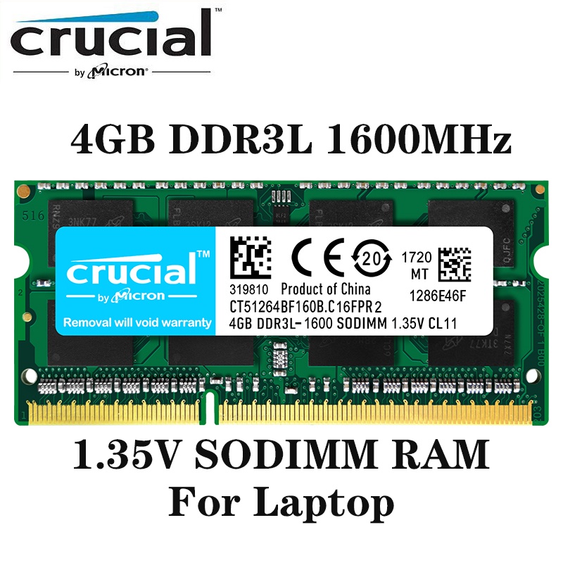 Crucial 筆記本電腦內存 DDR3L 4GB 8GB 1600Mhz 1333MHZ 1866MHZ SODIMM
