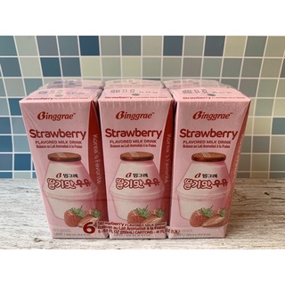 Binggrae 韓國草莓牛奶 保久調味乳 200ml*24入 好市多代購