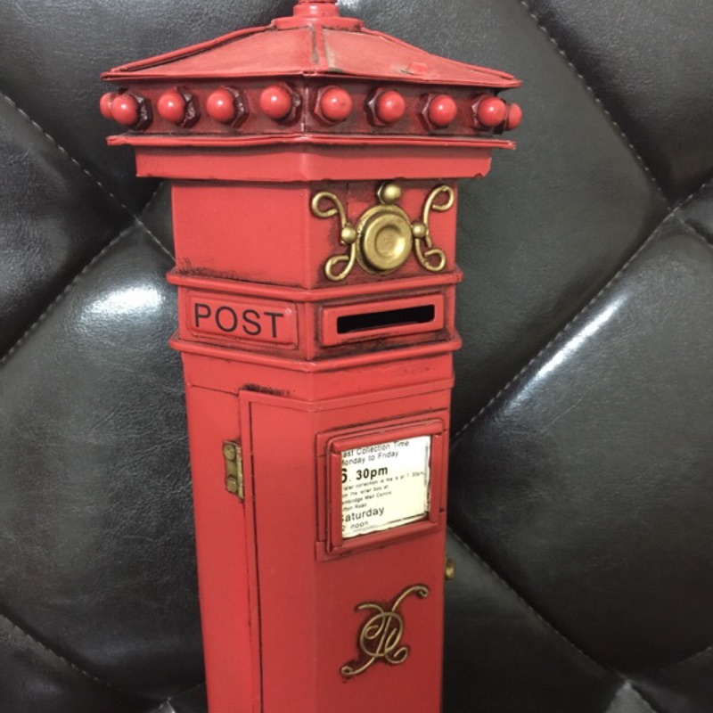 鐵皮復古英國倫敦紅色郵筒存錢筒擺飾 拍照道具 懷舊風格