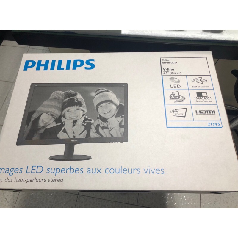 全新 PHILIPS 飛利浦 27吋 液晶顯示器 寬螢幕 電視 273V5LHAB V-line HDMI LED