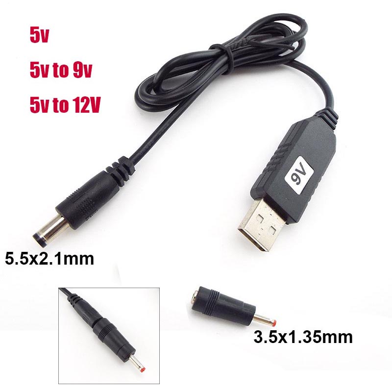 Usb 轉換器 5V 至 DC 5V 9V 12V 3.5mm 電源升壓線升壓模塊連接器電源適配器電纜 2.1x5.5m