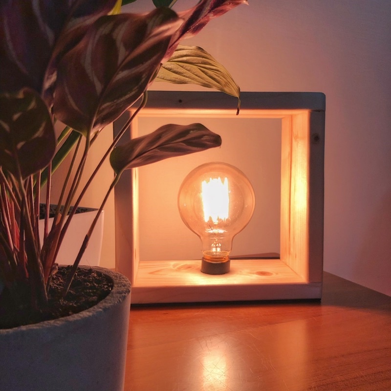 🌲松木方形夜燈🌲愛迪生鎢絲燈泡 E27 松木板