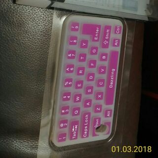 可愛粉紅果凍鍵盤手機套