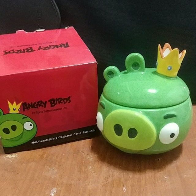 [R小舖] 全新 絕版 家樂福 憤怒鳥 angry birds 造型馬克杯 國王豬 豬國王款