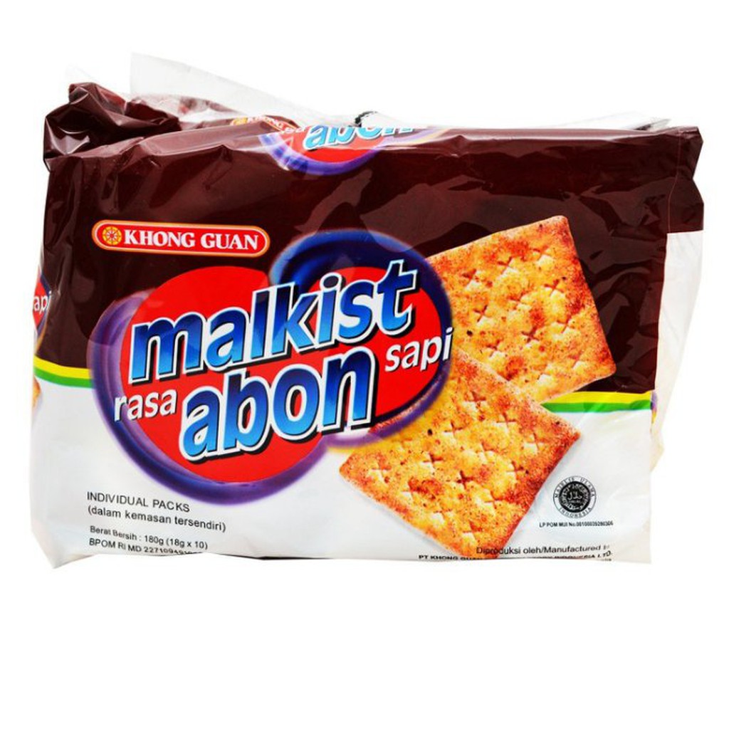 印尼 KHONG GUAN Malkist Abon Crackers 康元牛肉味蘇打餅乾