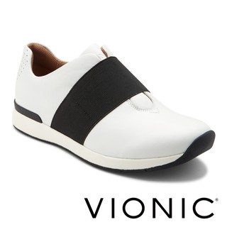 【VIONIC 法歐尼】Codie柯迪 歐風時尚鬆緊帶設計牛皮休閒鞋((白)