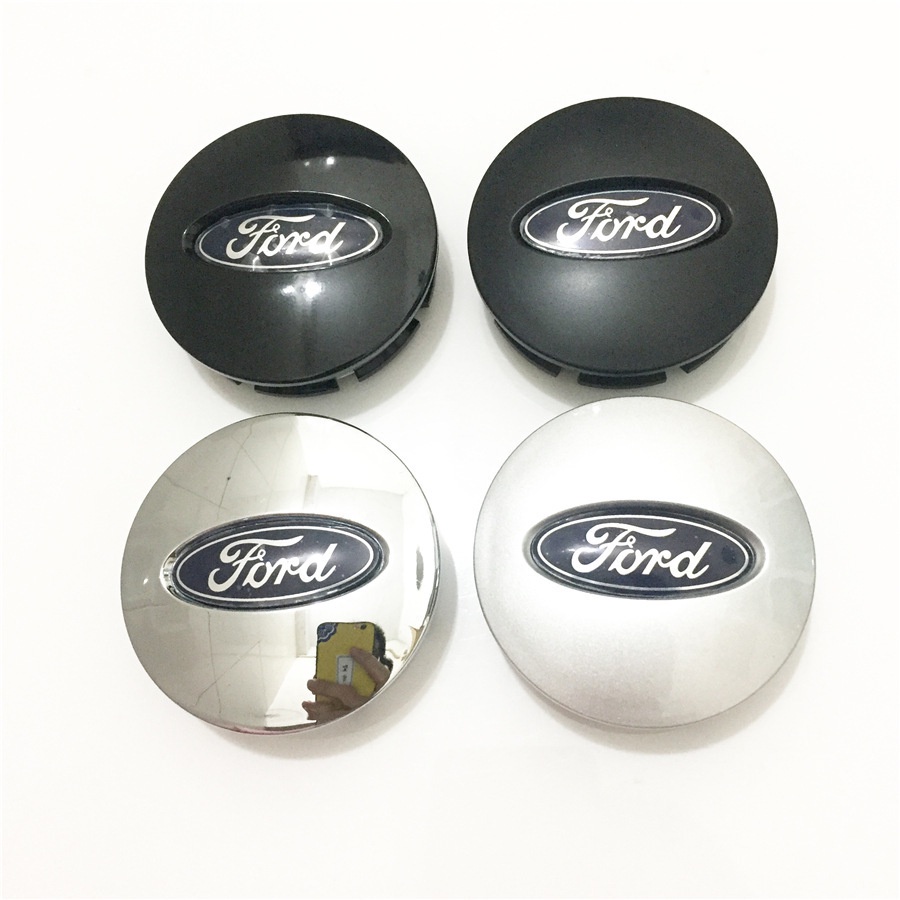 4個輪轂蓋 適用於Ford 65mm車輪蓋 Explorer Edge輪轂中心蓋車標 適用福特輪胎中心蓋標誌 黑色銀色