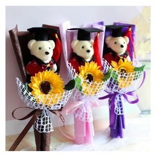 豬寶貝 5寸關節畢業熊花束40cm 博士熊 學士熊花束 幼稚園 批發嘉義可自取可綉字 繡字畢業花束 畢業禮物 蝦皮購物