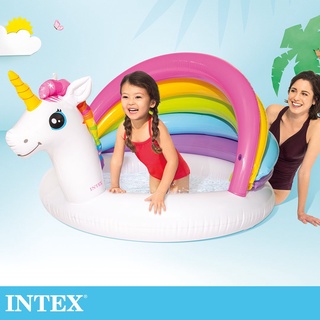 【INTEX】彩虹獨角獸兒童戲水池/游泳池/遊戲池/氣泡底/泳池1~3歲 (45L)(57113NP)15120560