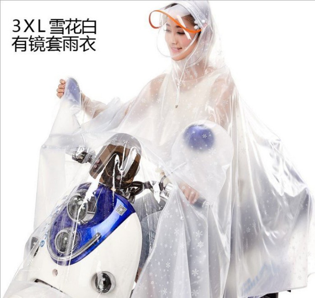DM025雙人雨衣(白/藍/粉)  機車雨衣電動車單人加大加厚雙帽簷防水男女成人透明摩托車雨衣