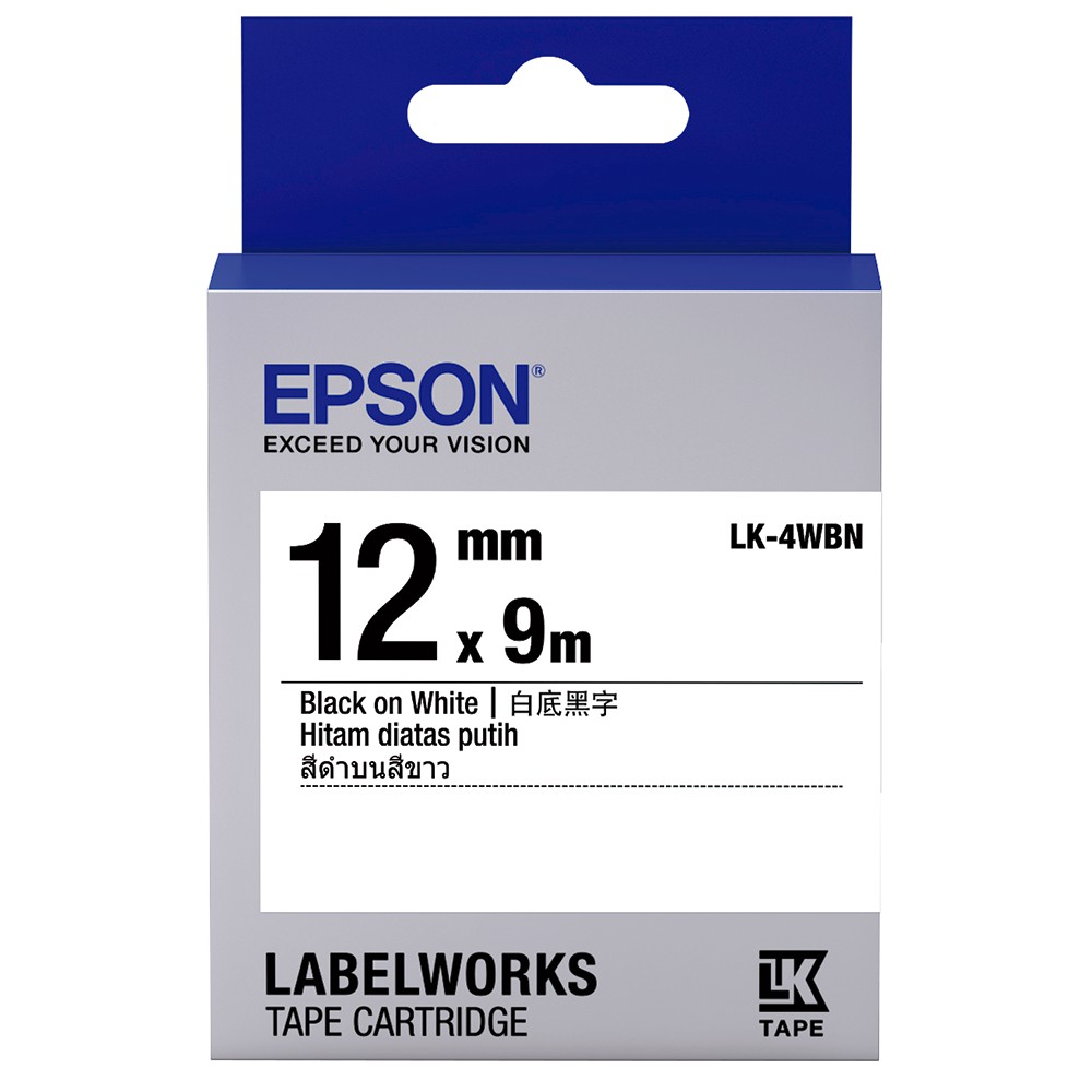 EPSON LK-4WBN - 一般系列白底黑字標籤帶(寬度12mm)