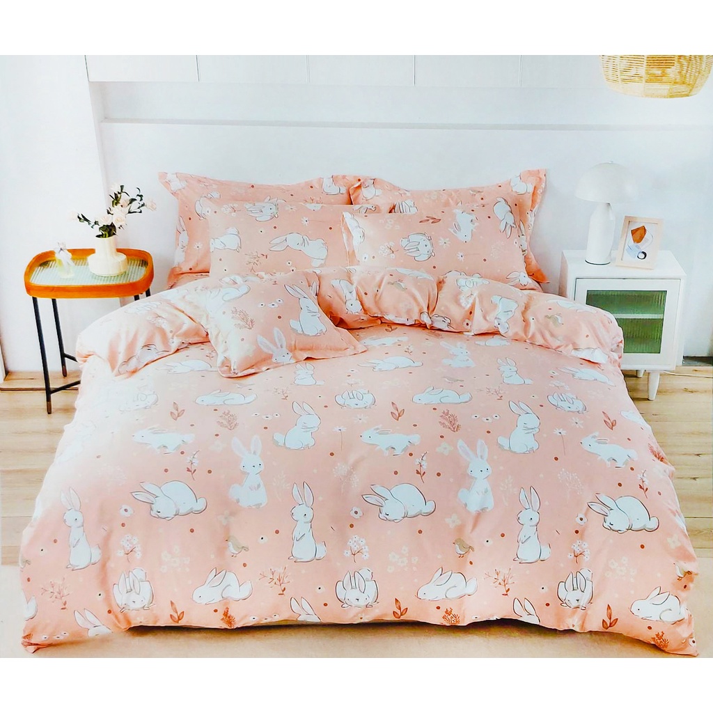 床包枕套組 兔寶貝橘 MIT台灣製 床包 被套 薄床包 枕套 被子 鋪棉兩用被 兔子 鋪棉床包 厚床包