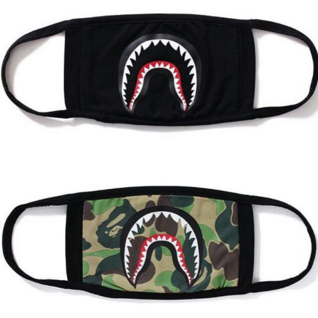 全新BAPE鯊魚嘴口罩(黑，迷彩）