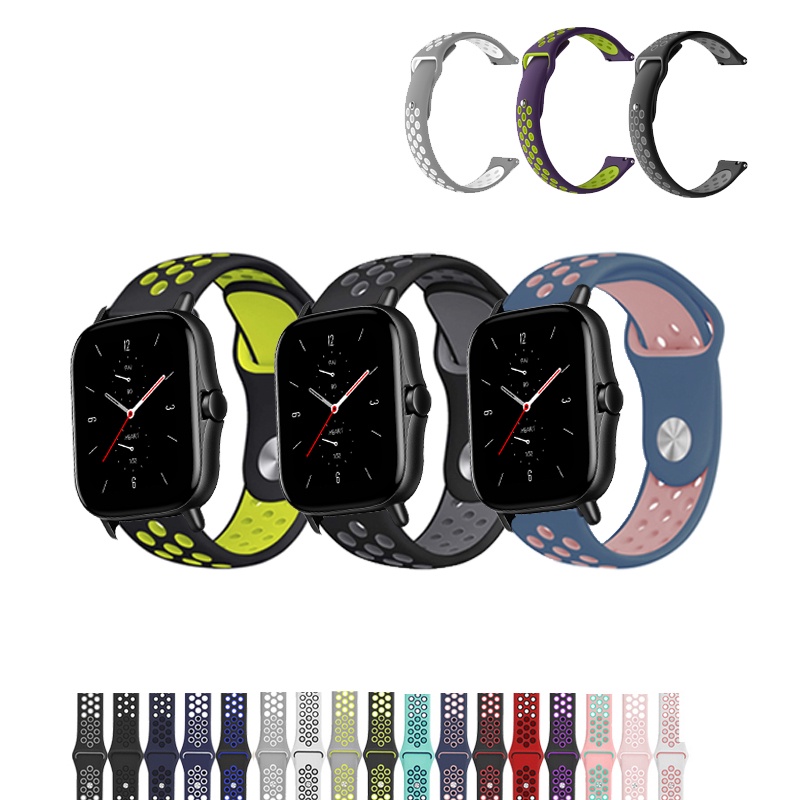 華米Huami Amazfit GTS 2 3 4 GTS2 mini 2E 矽膠帶錶帶 雙色錶帶 20mm通用錶帶