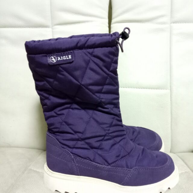 Aigle 36號 紫色防水雪靴 九成新