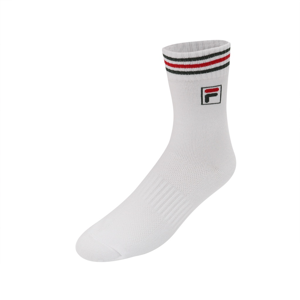 Fila 襪子 Crew Socks 男女款 綠紅 長襪 中筒襪 條紋 穿搭 【ACS】 SCU7003GN