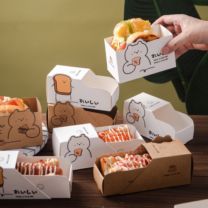 【C❤L】抽屜包裝盒 抽屜三明治包裝盒 漢堡便當盒 早餐厚蛋燒吐司打包盒 西點盒