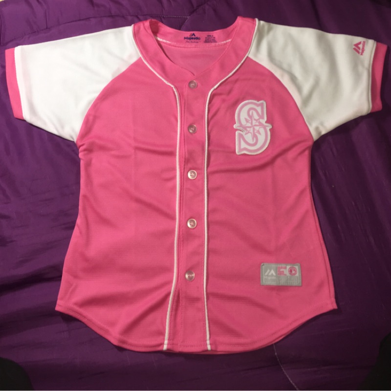 MLB 美國大聯盟 西雅圖 水手隊 Mariners 粉紅色 兒童球衣 Majestic