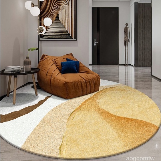 麻臥室床高級抽象邊莫大感茶幾毯地墊電腦椅地毯輕奢客廳現代圓形 VUQQ