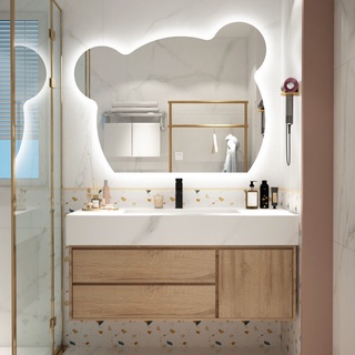 【浴室櫃浴室鏡】網紅智能小熊鏡子洗手盆浴室柜組合一體盆衛生間洗臉洗漱臺洗手池