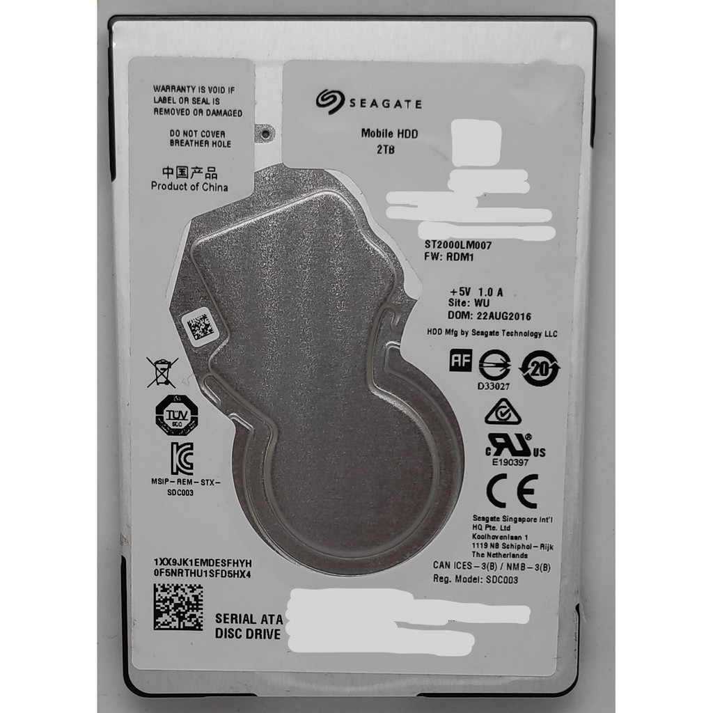 Seagate 2TB 2.5吋 7mm HDD 硬碟 ST2000LM007 5400 RPM (二手良品)