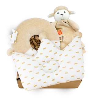 【hipopipo小西波－彌月首選】皇冠睡枕+頸枕+安撫巾禮盒