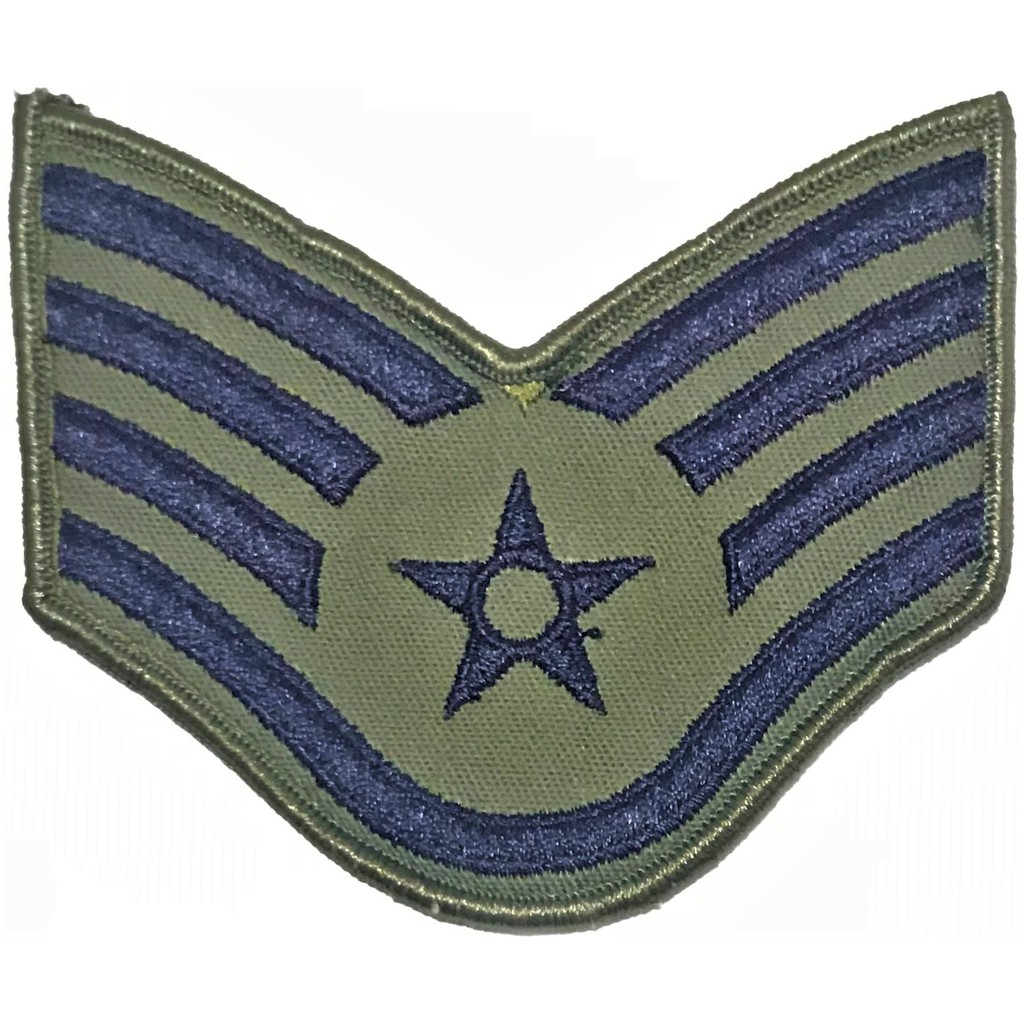 美軍公發 USAF 空軍 E-5 Staff sergeant 階級臂章 綠色 全新