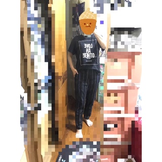 轉賣全新 Uniqlo M號 黑色條紋 九分西褲