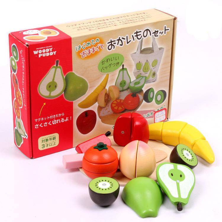 兒童木製PUDDY切切樂水果,蔬菜切切樂木製寶寶過家家廚房玩具